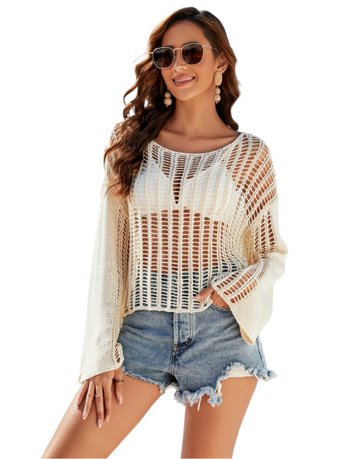 Bianca – Airy Crocheted Mesh Women's Top for Sunny Days