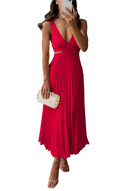 Marina – Pleated Dress with Neckline