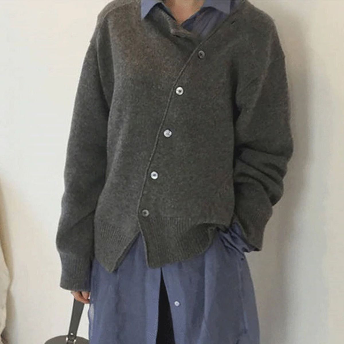 Amélie – Women’s Asymmetrical Buttoned Knit Cardigan
