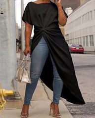 Amarri – Women's Irregular Fork-Design Long T-Shirt