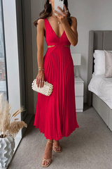 Marina – Pleated Dress with Neckline
