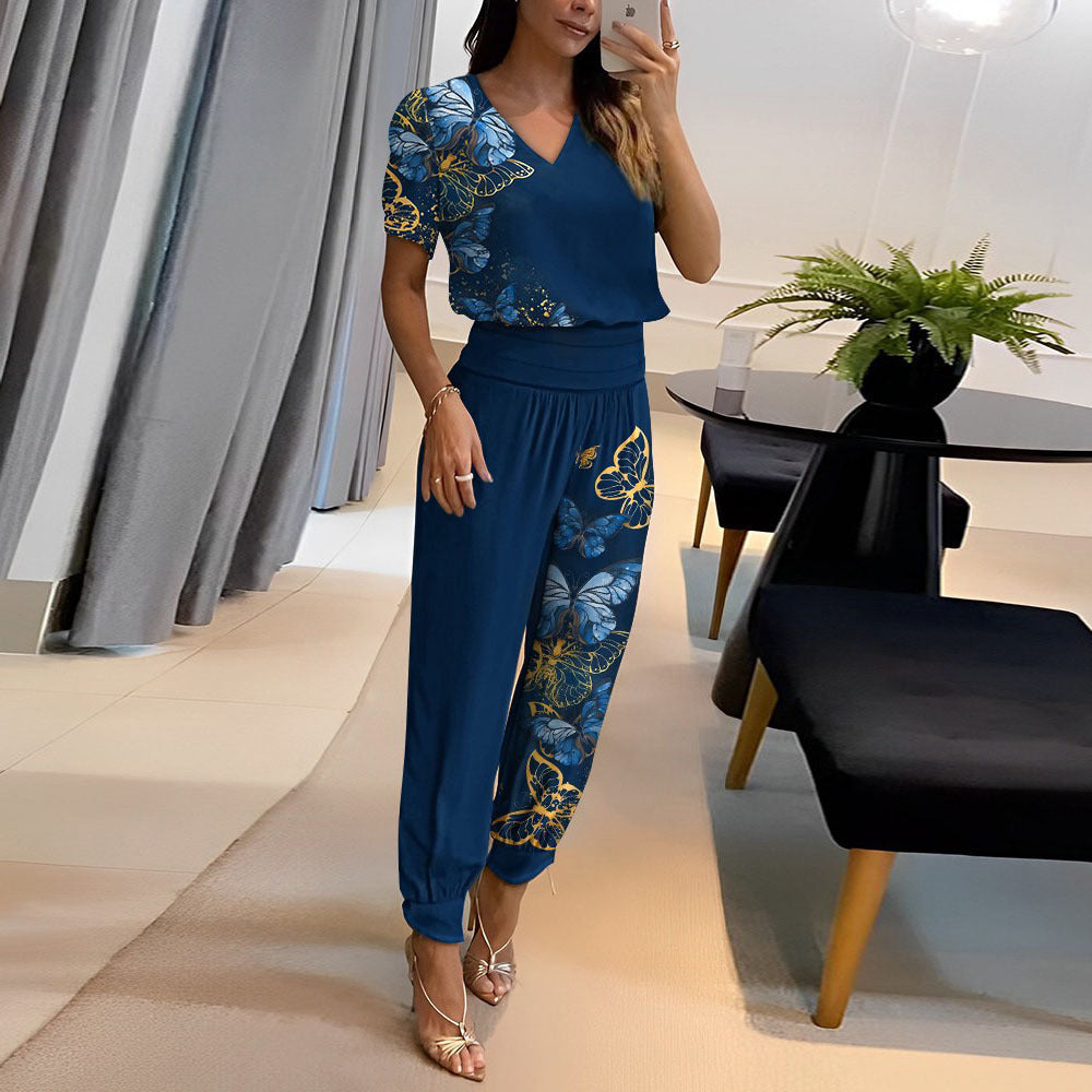 Chiara – Elegant Women’s Printed Blouse and Trousers Set