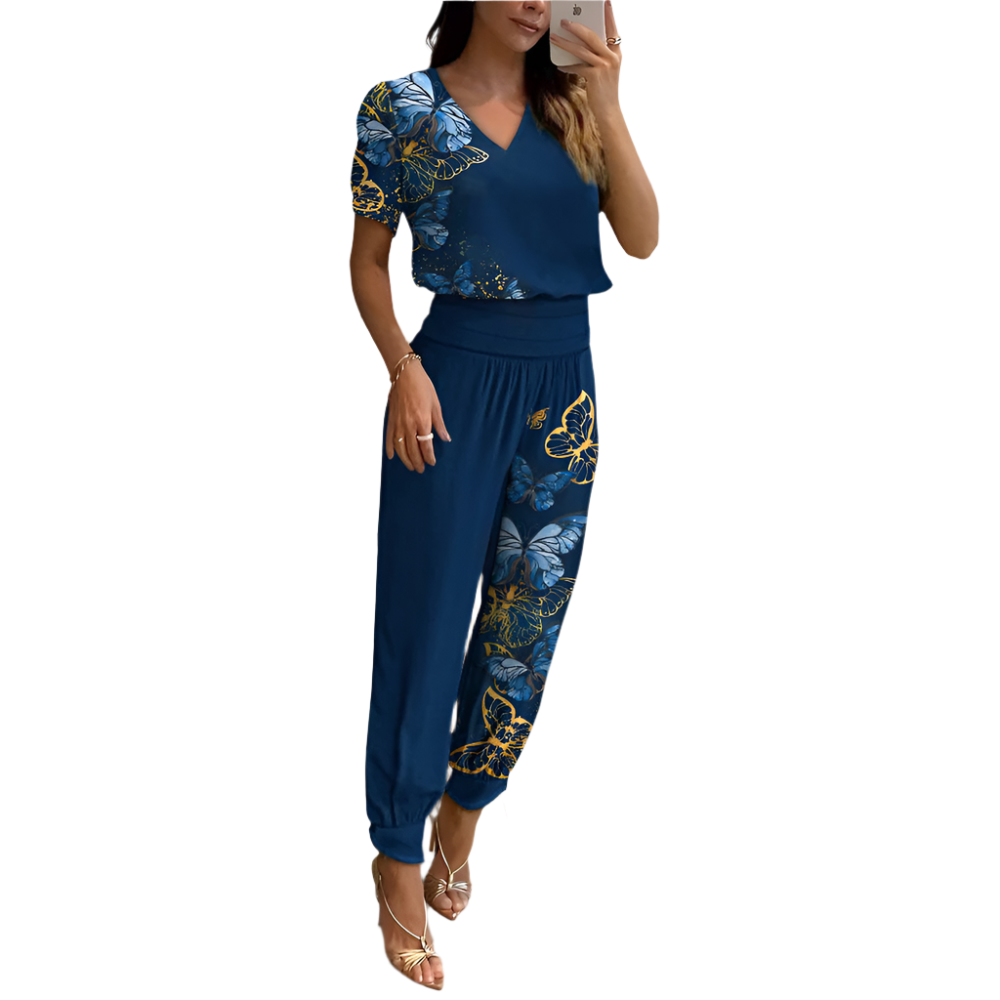 Chiara – Elegant Women’s Printed Blouse and Trousers Set