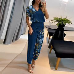 Chiara – Elegant Women’s Printed Blouse and Trousers Set