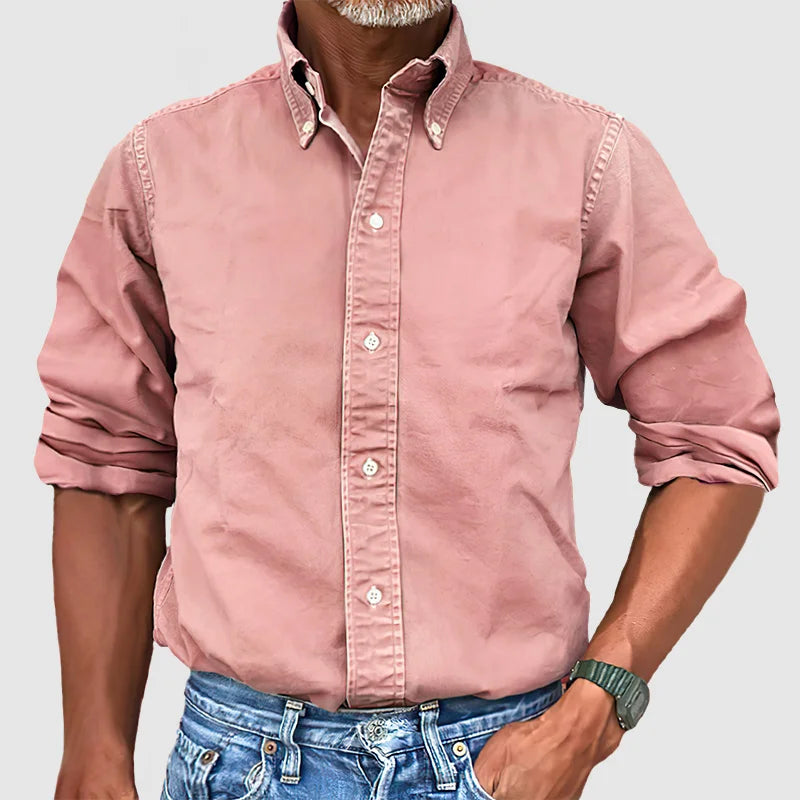 Omar – Vintage Wash Long Sleeve Shirt for Men