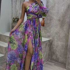 Giulia – Elegant One-Shoulder Floral Maxi Dress for Women