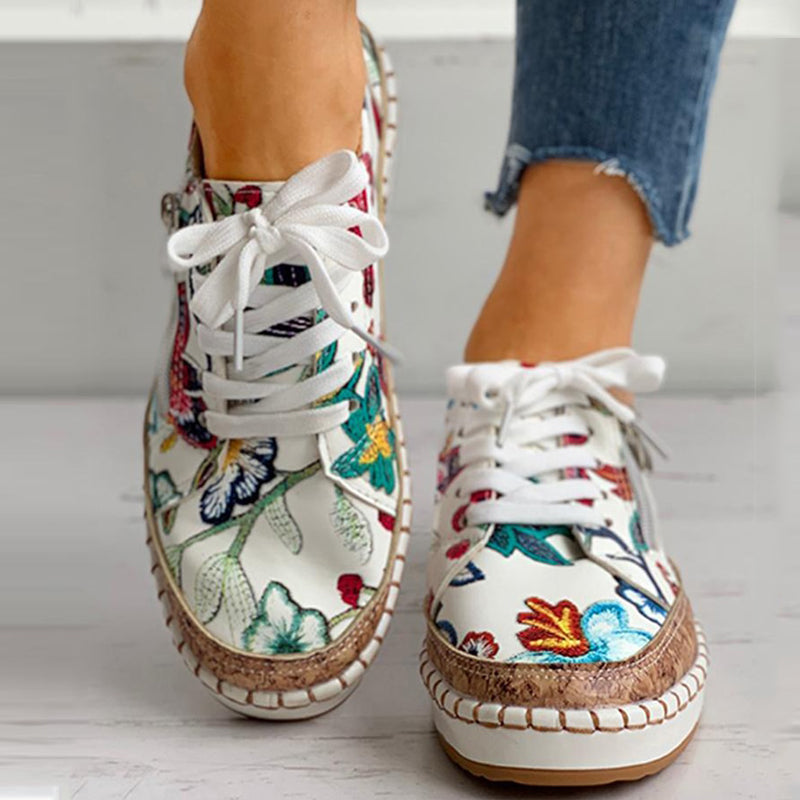 Alessia – Floral Embellished Vegan Leather Sneakers for Women