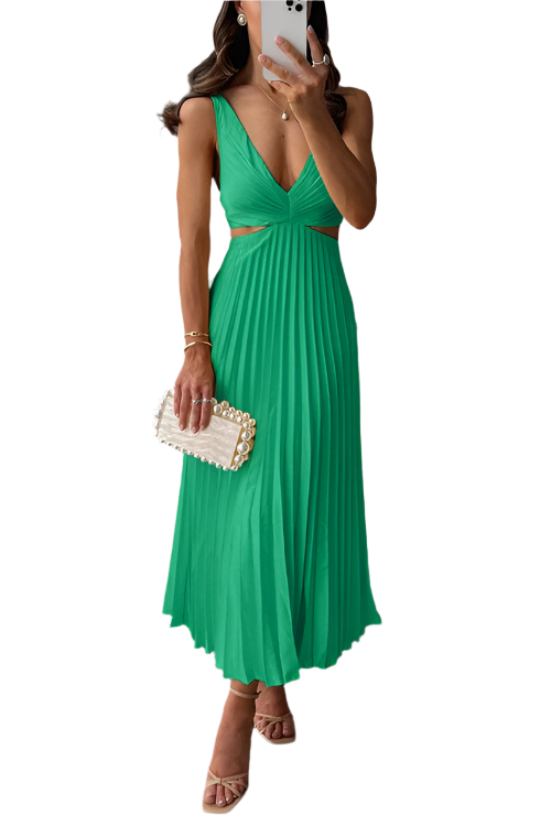 Marina – Pleated Dress with Neckline