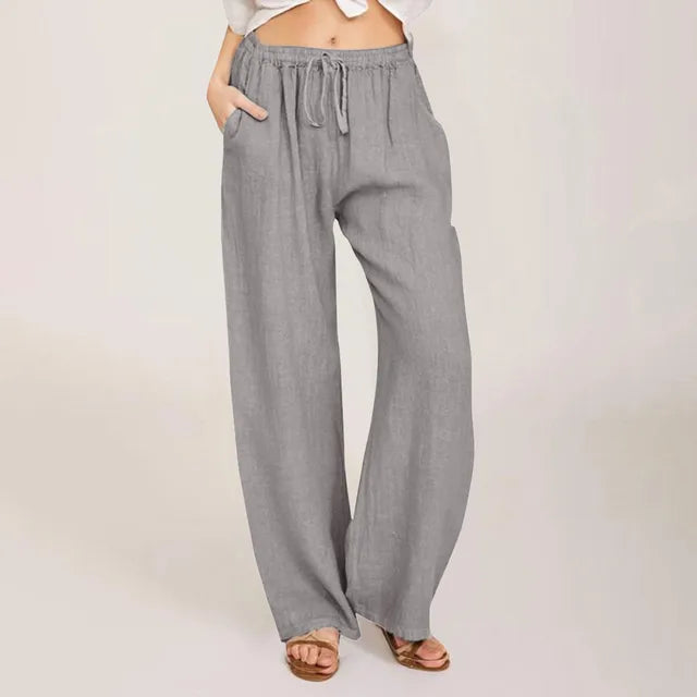 Elena – Lightweight Women's Linen Pants with Drawstring