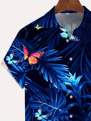 Jake - Short-Sleeve Hawaiian Shirt with Butterfly Floral Print