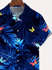 Jake - Short-Sleeve Hawaiian Shirt with Butterfly Floral Print