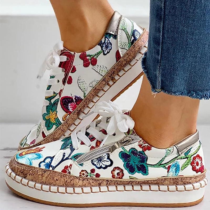 Alessia – Floral Embellished Vegan Leather Sneakers for Women