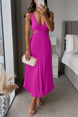 Marina – Pleated Dress with Neckline
