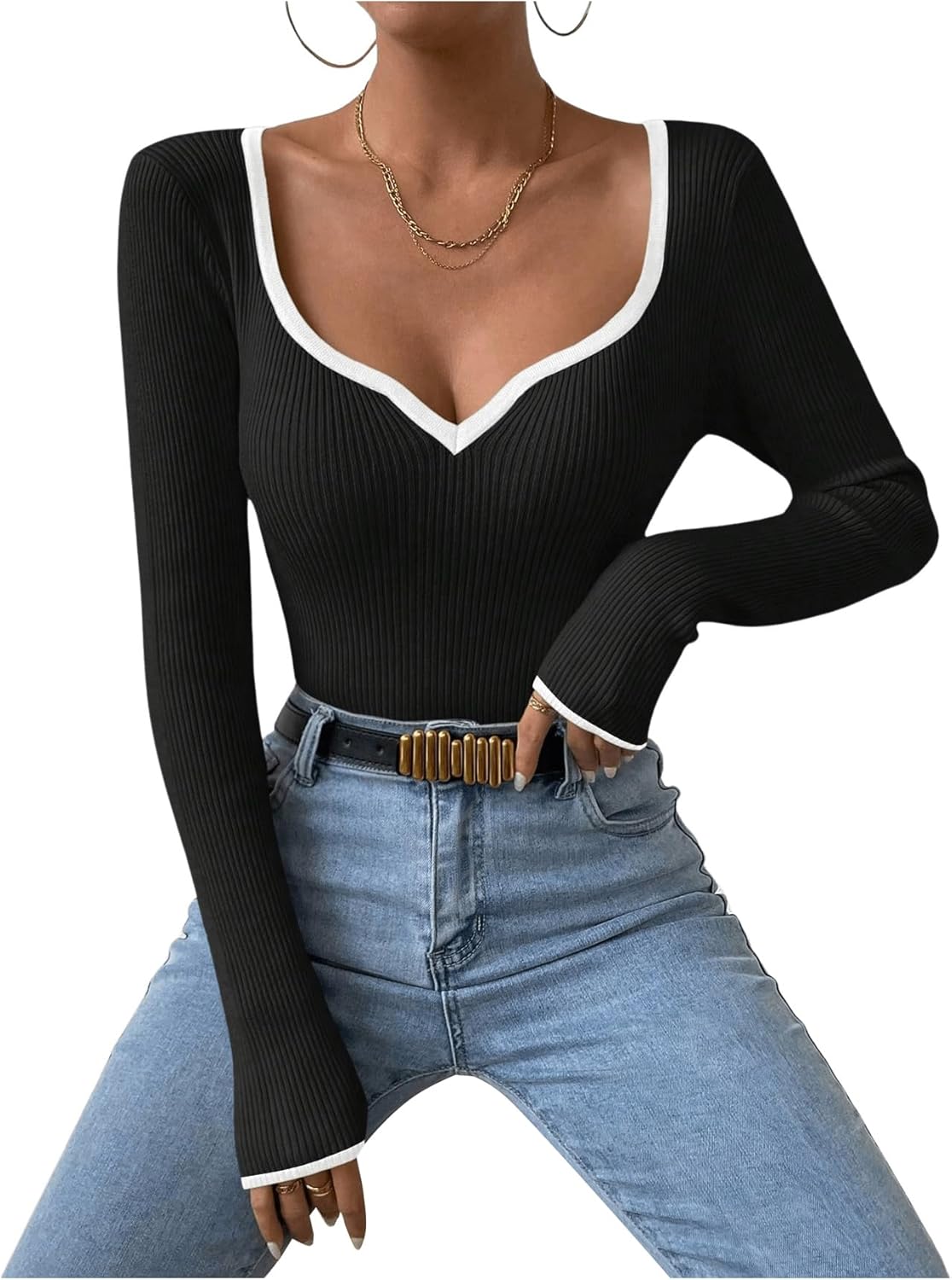 Isabella – Contrast-Binding Women’s Sweater