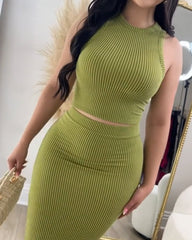 Agnes – Women’s Ribbed Tank & Skirt Set