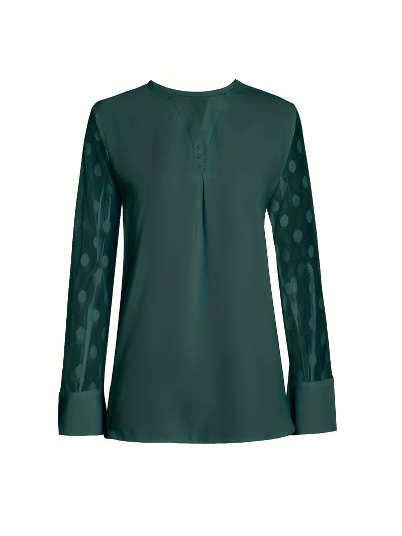 Isabella – Chic Long-Sleeve Top with Notched Neckline For Women