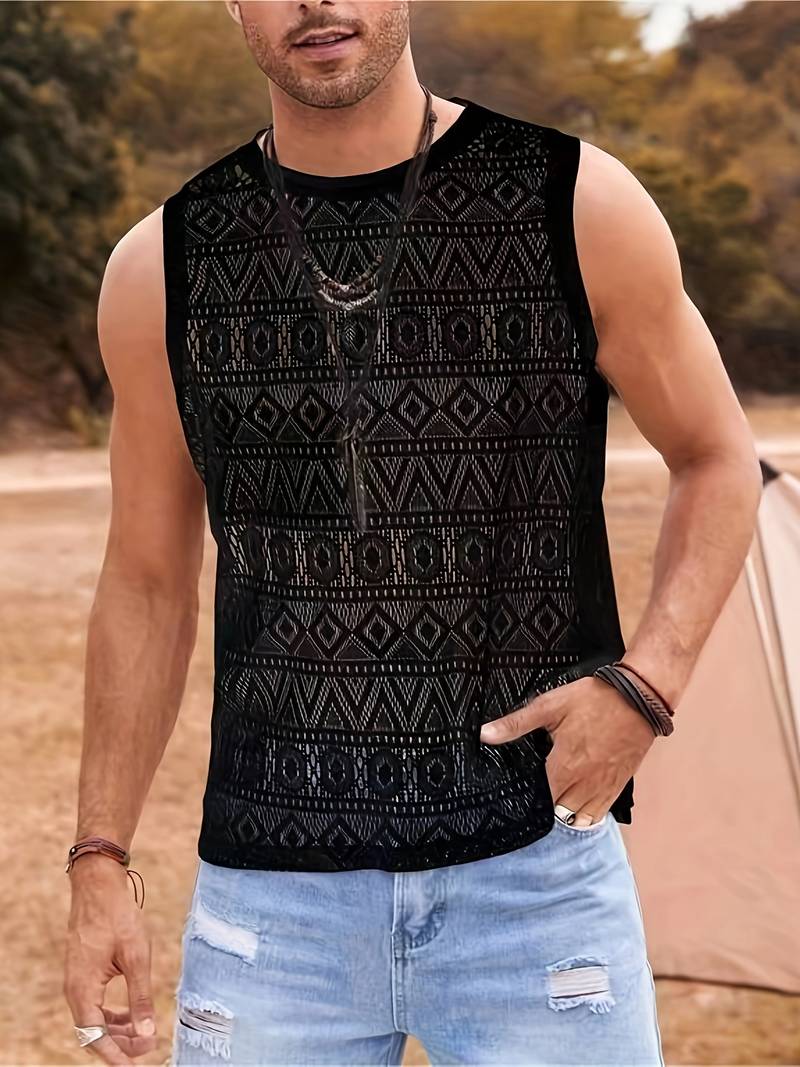 Isaac – Ethnic Hollow-Out Tank Top for a Unique Summer Style