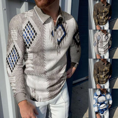 Aviel – Men's Vintage Long Sleeve Polo Shirt