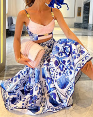 Gianna – Fresh Blue Floral Women’s Two-Piece Set