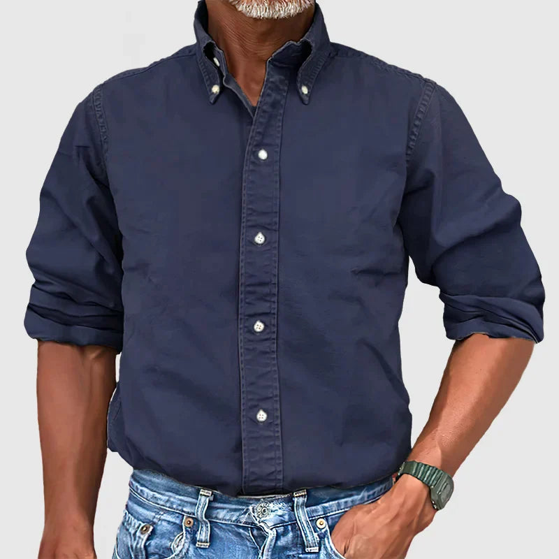 Omar – Vintage Wash Long Sleeve Shirt for Men