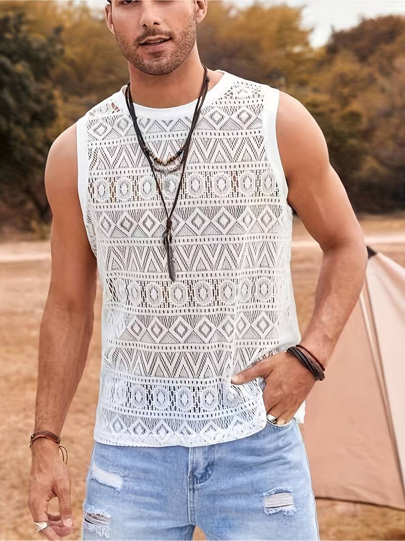 Isaac – Ethnic Hollow-Out Tank Top for a Unique Summer Style