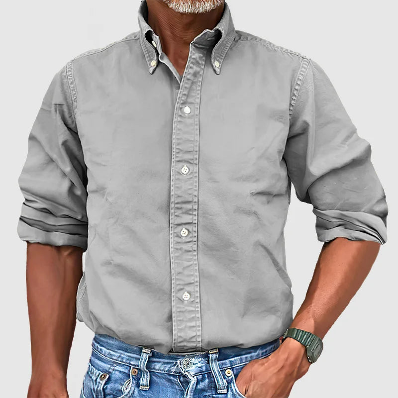 Omar – Vintage Wash Long Sleeve Shirt for Men