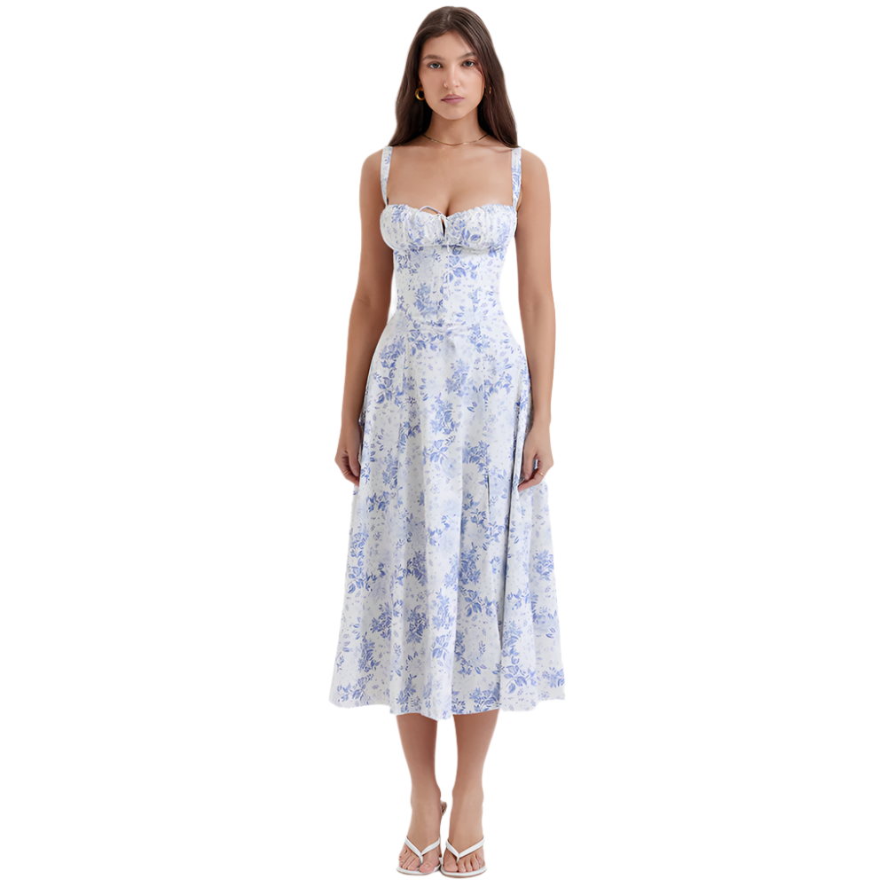 Isabella – Flattering Women's Midi Dress with Enchanting Floral Print