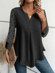 Isabella – Chic Long-Sleeve Top with Notched Neckline For Women
