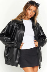 Alessia – Chic Neme Leather Bomber Jacket for Women