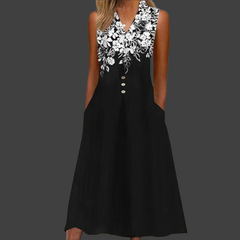 Amara – Black Sleeveless Women’s Midi Dress