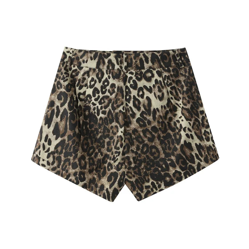 Adriana – Bold Leopard Denim Women’s Shorts