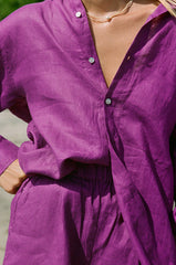 Celia – Elegant Women’s Shirt Dress in Purple Linen