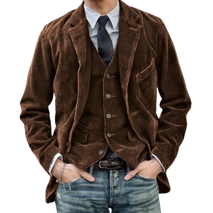 Gabriel – Vintage Velvet Coat & Vest Set for Men