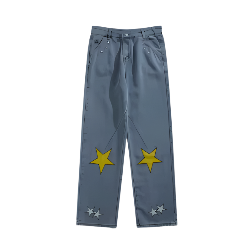 Raffaele – Star Embroidery Patches Baggy Jeans for Men