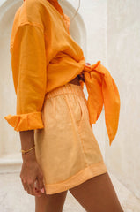 Alliana – Summer Shirt Dress in Mandarin Orange Linen for Women