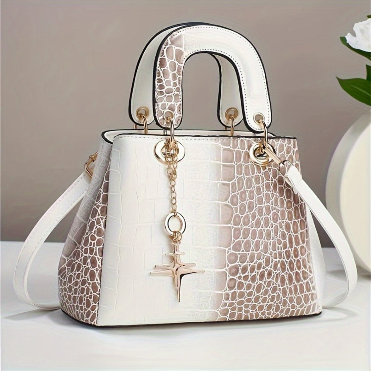Alessia – Crocodile-Texture Shoulder Bag for Women