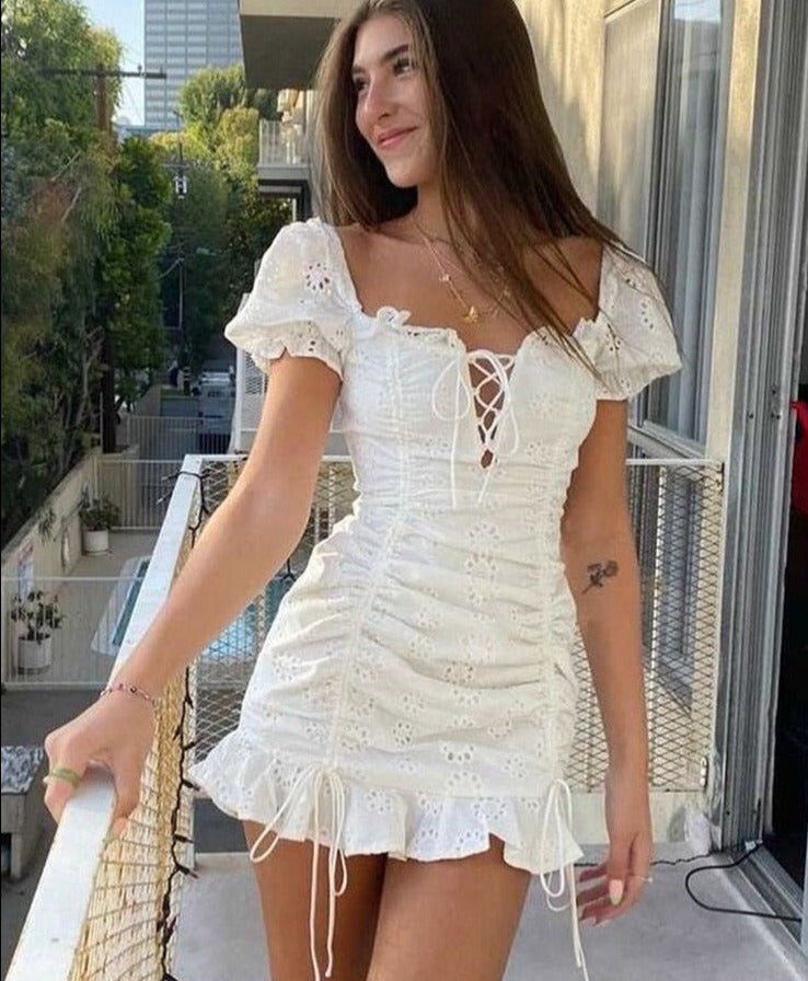 Isabelle – Lace & Ruffle Detail Summer Dress for Women