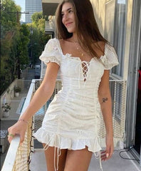 Isabelle – Lace & Ruffle Detail Summer Dress for Women