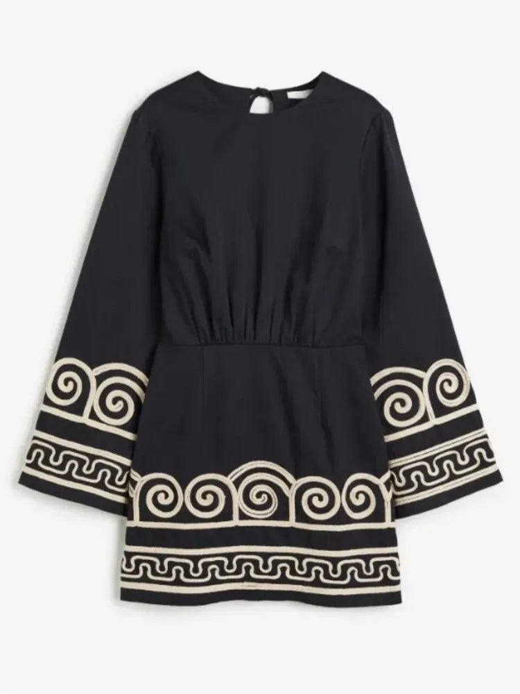 Isabella – Women’s Embroidery Long Sleeve Spliced Dress
