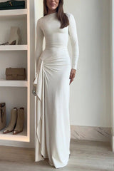 Clidress O Neck Wrap Maxi Full Dress