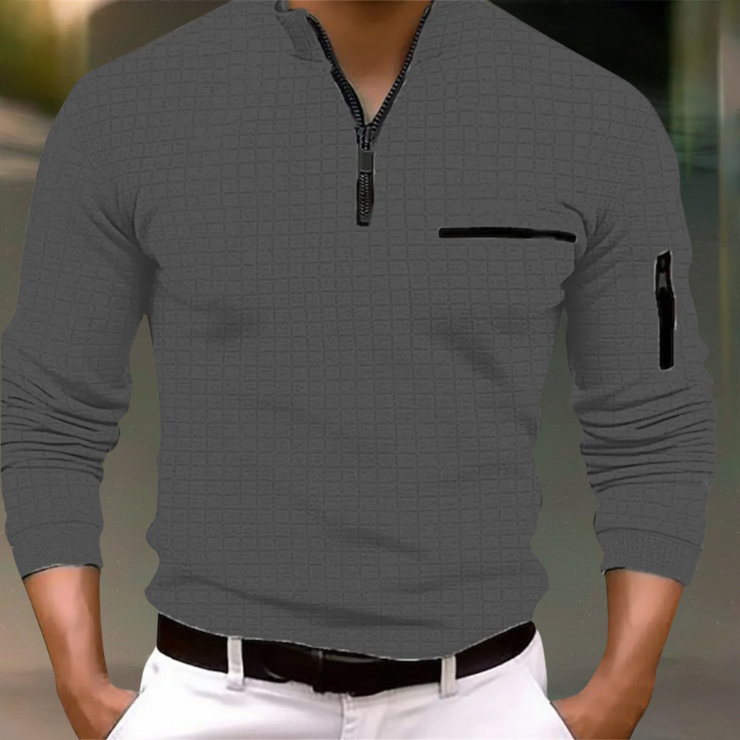 Luca – Modern Men’s Quarter Zip Long Sleeve Shirt