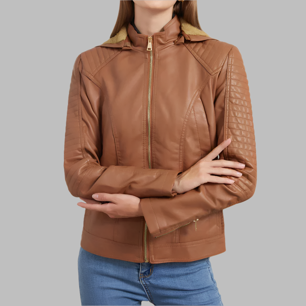 Lucia – Timeless Leather Women's Hoodie Jacket