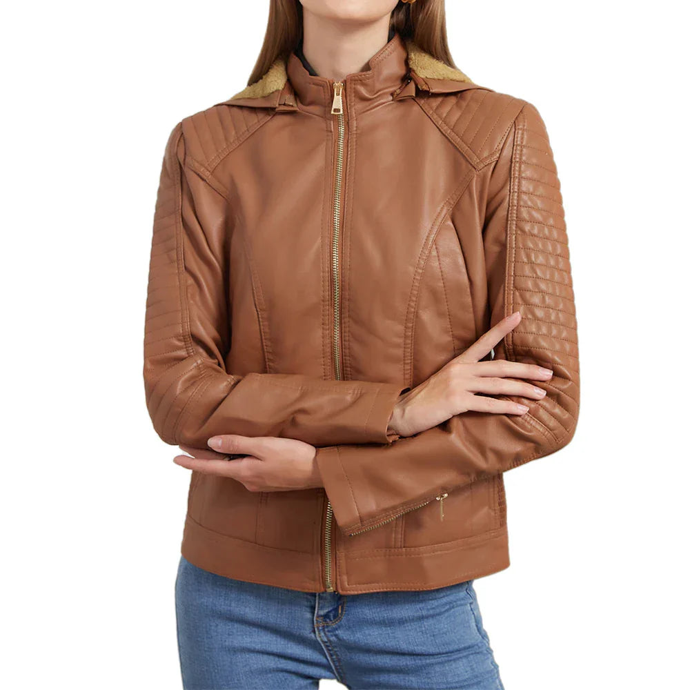 Lucia – Timeless Leather Women's Hoodie Jacket