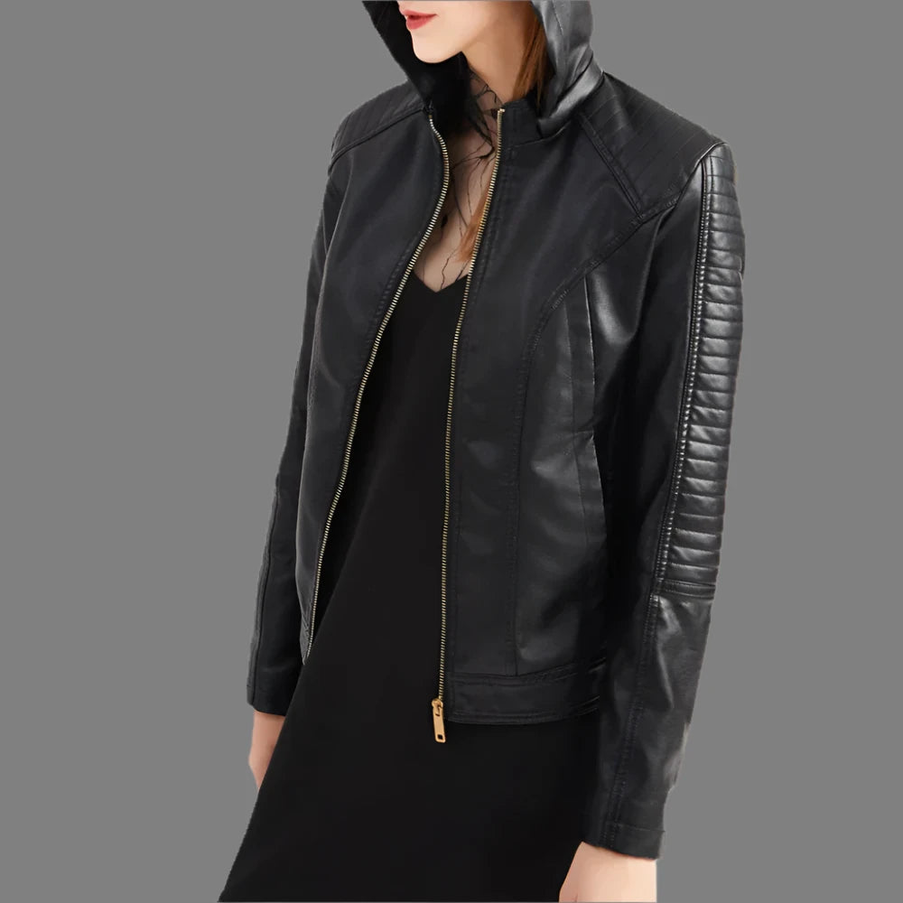 Lucia – Timeless Leather Women's Hoodie Jacket