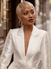 Elena – Elegant Pearl V-Neck Women’s Set