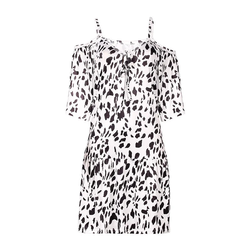 Sofia – Leopard Print Off-Shoulder Summer Dress for Women