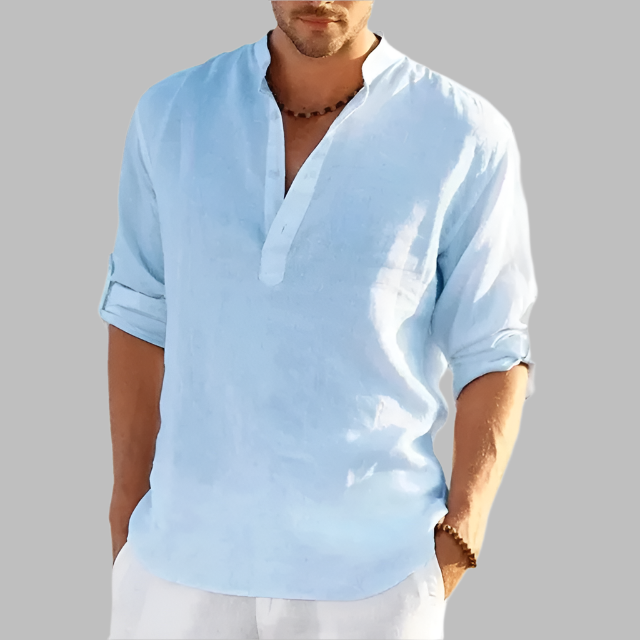 Enzo – Casual Linen Henley Shirt for Men