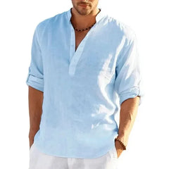 Enzo – Casual Linen Henley Shirt for Men