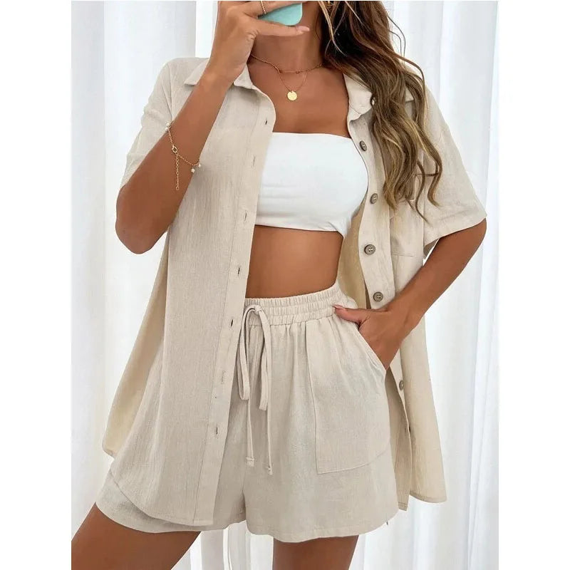 Elisa – Effortless Women’s Button Two-Piece Set