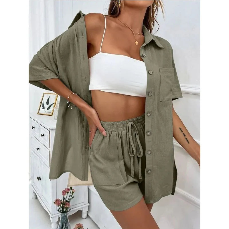 Elisa – Effortless Women’s Button Two-Piece Set
